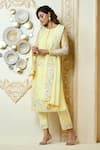 Shop_Aariyana Couture_Yellow Kurta And Dupatta Organza Embroidered Paisley Straight Set  