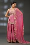 Buy Vedika Soni Pink Crepe Embroidery Sequin Halter Neck Kurta Sharara Set at Aza Fashions Buy_Vedika Soni_Pink Crepe Embroidery Sequin Halter Neck Kurta Sharara Set _at_Aza_Fashions