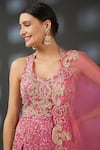 Buy Vedika Soni Pink Crepe Embroidery Sequin Halter Neck Kurta Sharara Set Online at Aza Fashions Buy_Vedika Soni_Pink Crepe Embroidery Sequin Halter Neck Kurta Sharara Set _Online_at_Aza_Fashions