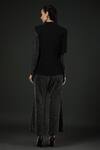 Shop Vedika Soni Black Net Embroidery Cutdana Coat Notched Lapel Sleeve Bell Bottom Pant Set at Aza Fashions Shop_Vedika Soni_Black Net Embroidery Cutdana Coat Notched Lapel Sleeve Bell Bottom Pant Set _at_Aza_Fashions