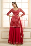 Buy_Aariyana Couture_Red Kurta And Gharara Chiffon Embroidered Zari Leaf Short Set _at_Aza_Fashions