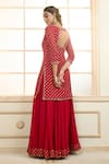 Aariyana Couture_Red Kurta And Gharara Chiffon Embroidered Zari Leaf Short Set  _Online_at_Aza_Fashions