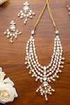 Buy Zevar By Geeta Gold Plated Diamonds, Stones Hand Embellished Layered Long Necklace Set at Aza Fashions Buy_Zevar By Geeta_Gold Plated Diamonds, Stones Hand Embellished Layered Long Necklace Set _at_Aza_Fashions