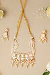 Buy Zevar By Geeta Gold Plated Pearls, Diamonds Polki Embellished Choker Set at Aza Fashions Buy_Zevar By Geeta_Gold Plated Pearls, Diamonds Polki Embellished Choker Set _at_Aza_Fashions