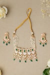 Buy_Zevar By Geeta_Gold Plated Beads, Diamonds Polki Embellished Pearl Choker Set _at_Aza_Fashions
