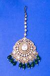 Buy_Zevar By Geeta_Green Stone Studded Maangtikka _at_Aza_Fashions