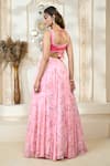 Aariyana Couture_Pink Lehenga And Dupatta Chiffon Printed Rose Petal V Neck Set With Ruffle _Online_at_Aza_Fashions