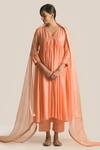 Buy Cupid Cotton Orange Silk, Cotton Embroidery V-neck Aiza Yoke Flared Anarkali And Pant Set Online at Aza Fashions Buy_Cupid Cotton_Orange Silk, Cotton Embroidery V-neck Aiza Yoke Flared Anarkali And Pant Set _Online_at_Aza_Fashions