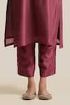 Cupid Cotton_Wine Silk Organza, Silk, Cotton Cut Work, Noor Side Panel Kurta And Pant Set _Online_at_Aza_Fashions