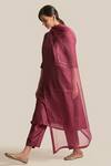 Buy_Cupid Cotton_Wine Silk Organza, Silk, Cotton Cut Work, Noor Side Panel Kurta And Pant Set _Online_at_Aza_Fashions