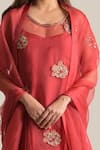 Buy_Cupid Cotton_Red Cotton, Silk Sequins, Embroidery, Zari Round Neck Amira Kurta And Sharara Set _Online_at_Aza_Fashions
