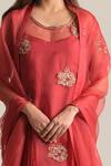 Shop_Cupid Cotton_Red Organza Sequins, Zari Amira Embroidered Dupatta _at_Aza_Fashions