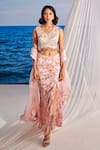 Buy_Tarini Vij_Pink Blouse And Skirt Satin Georgette Printed Aliza Draped Set _at_Aza_Fashions