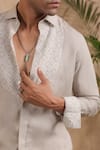 Buy_Raw & Rustic by Niti Bothra_Beige 60 Lea Moroccan Full Sleeve Half Yoke Shirt _Online_at_Aza_Fashions