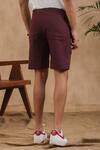 Raw & Rustic by Niti Bothra_Wine 100% Pure Supima Cotton With Natural Stretch Solid Handcrafted Cargo Shorts _Online_at_Aza_Fashions