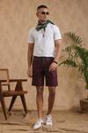 Raw & Rustic by Niti Bothra_Wine 100% Pure Supima Cotton With Natural Stretch Solid Handcrafted Cargo Shorts _Online