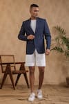 Buy_Raw & Rustic by Niti Bothra_Blue 41 Lea Solid Sports Blazer _at_Aza_Fashions