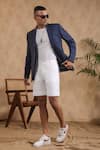 Buy_Raw & Rustic by Niti Bothra_Blue 41 Lea Solid Sports Blazer _Online_at_Aza_Fashions