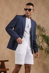 Shop_Raw & Rustic by Niti Bothra_Blue 41 Lea Solid Sports Blazer _Online_at_Aza_Fashions