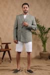 Shop_Raw & Rustic by Niti Bothra_Grey 100% Pure Supima Cotton With Natural Stretch Solid Double Breasted Blazer 