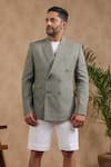 Raw & Rustic by Niti Bothra_Grey 100% Pure Supima Cotton With Natural Stretch Solid Double Breasted Blazer _Online