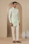 Buy_Raw & Rustic by Niti Bothra_Green Benarasi Silk Chanderi Solid Short Kurta _at_Aza_Fashions