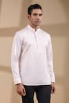 Buy_Raw & Rustic by Niti Bothra_Pink 100% Pure Supima Cotton With Potli Lined Placket Kurta Shirt 