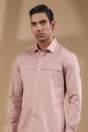 Raw & Rustic by Niti Bothra_Purple 100% Pure Supima Cotton With Natural Stretch Solid Front Buttoned Shirt _at_Aza_Fashions