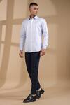 Buy_Raw & Rustic by Niti Bothra_Blue 100% Pure Supima Cotton 120/2 With Natural Full Sleeve Shirt _Online