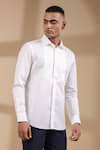 Buy_Raw & Rustic by Niti Bothra_White 100% Pure Supima Cotton 120/2 With Natural Stretch Solid Aero Collar Shirt 