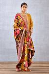 Buy_Torani_Yellow Velvet And Crepe Print & Aftaabi Malika Doshala  _Online_at_Aza_Fashions