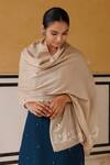 Buy_Geroo Jaipur_Beige Wool Zardozi Embroidered Shawl _Online_at_Aza_Fashions
