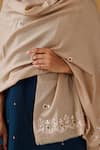 Shop_Geroo Jaipur_Beige Wool Zardozi Embroidered Shawl _Online_at_Aza_Fashions