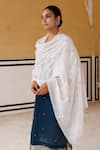 Geroo Jaipur_White Gotapatti Embroidered Shawl _Online_at_Aza_Fashions