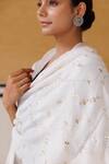 Shop_Geroo Jaipur_White Gotapatti Embroidered Shawl _Online_at_Aza_Fashions