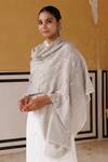 Geroo Jaipur_Grey Wool Gotapatti Work Shawl_Online_at_Aza_Fashions