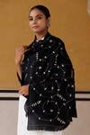 Shop_Geroo Jaipur_Black Floral Gotapatti Work Shawl _at_Aza_Fashions