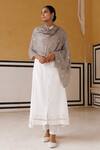 Buy_Geroo Jaipur_Grey Floral Gotapatti Work Shawl _at_Aza_Fashions