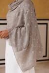 Buy_Geroo Jaipur_Grey Floral Gotapatti Work Shawl _Online_at_Aza_Fashions
