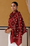 Shop_Geroo Jaipur_Maroon Wool Gotapatti Work Shawl _at_Aza_Fashions