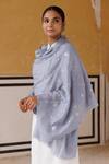 Geroo Jaipur_Purple Floral Jaal Embroidered Shawl _Online_at_Aza_Fashions