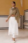 Buy_Geroo Jaipur_Green Gotapatti Wool Jaal Embroidered Shawl _at_Aza_Fashions