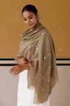 Shop_Geroo Jaipur_Green Gotapatti Wool Jaal Embroidered Shawl _at_Aza_Fashions