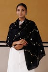 Shop_Geroo Jaipur_Black Gota Jaal Embroidered Shawl _at_Aza_Fashions