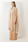 Buy_Rabani & Rakha_Pink Georgette Sequins, Pearls, Embroidery Round Neck Adha Cape Skirt Set _Online_at_Aza_Fashions
