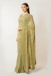 Buy_Rabani & Rakha_Green Georgette Sequins, Cut Work Zaynab Hand Embroidered Saree With Blouse _Online_at_Aza_Fashions