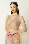 Rabani & Rakha_Multi Color Bandhani Georgette Hand Zaynab Saree With Blouse  _at_Aza_Fashions