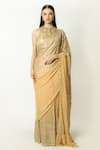 Rabani & Rakha_Gold Georgette Sairaa Pre-draped Palazzo Saree With Blouse  _Online_at_Aza_Fashions