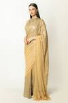 Buy_Rabani & Rakha_Gold Georgette Sairaa Pre-draped Palazzo Saree With Blouse  _Online_at_Aza_Fashions