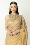 Shop_Rabani & Rakha_Gold Georgette Sairaa Pre-draped Palazzo Saree With Blouse  _Online_at_Aza_Fashions